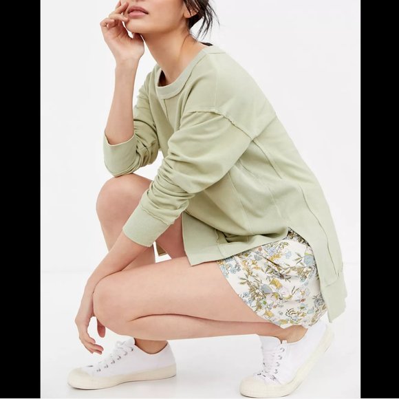 ANTHROPOLOGIE T.La GUACAMOLE GREEN LONG SLEEVE TUNIC SWEATSHIRT - Picture 4 of 4